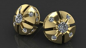 Купить Золотые пусеты "Малютка" - Серьги / Мужские серьги / Серьги пусеты из золота