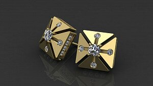 Купить Золотые серьги "Крестоносец" - Серьги / Мужские серьги / Серьги пусеты из золота