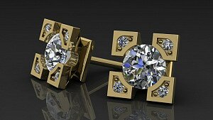 Купить Золотые серьги "Интересная изюминка" - Серьги / Мужские серьги / Серьги пусеты из золота