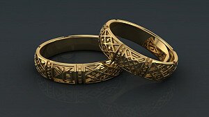 Купить Обручальные кольца «Славный род» - Обручальные кольца / Старославянские кольца из золота