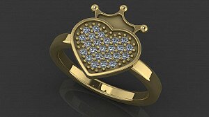 Купить "Коронованное сердце" - Детские кольца из золота
