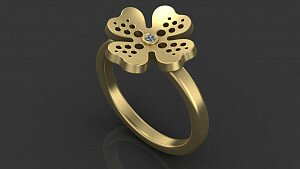 Купить "Листок клевера" - Детские кольца из золота