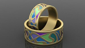 Купить Обручальные кольца "Веселая эмаль" - Женские кольца / Обручальные кольца из золота