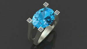 Кольцо с аквамарином