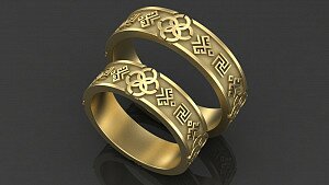 Купить «Оберег» - Обручальные кольца / Старославянские кольца из золота