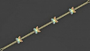 Купить Детский золотой браслет с эмалью «Милые бабочки» - детские браслеты из золота