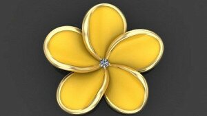 Купить Брошь "Плюмерия" - булавки из золота