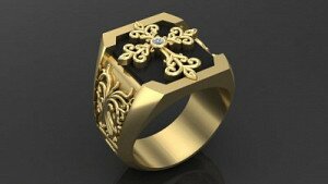 Купить Кольцо мужское золотое «Крестное знамение» - Мужские кольца и перстни из золота