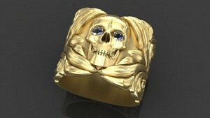Купить Кольцо мужское «Хрустальный череп» - Мужские кольца и перстни из золота
